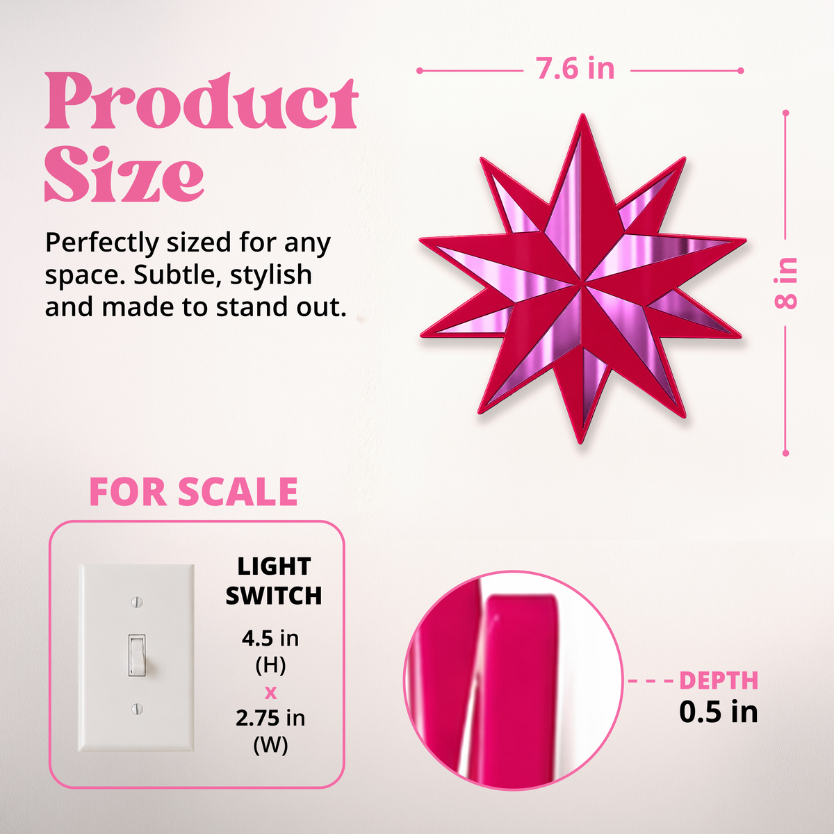 Pink Gold Trad Star Mirror (7.5 x 8 in)