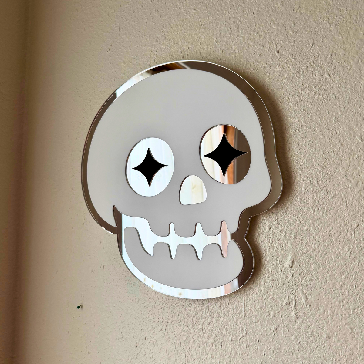 Star Eyed Skull -White & Mirror (11.5 x 11.5")