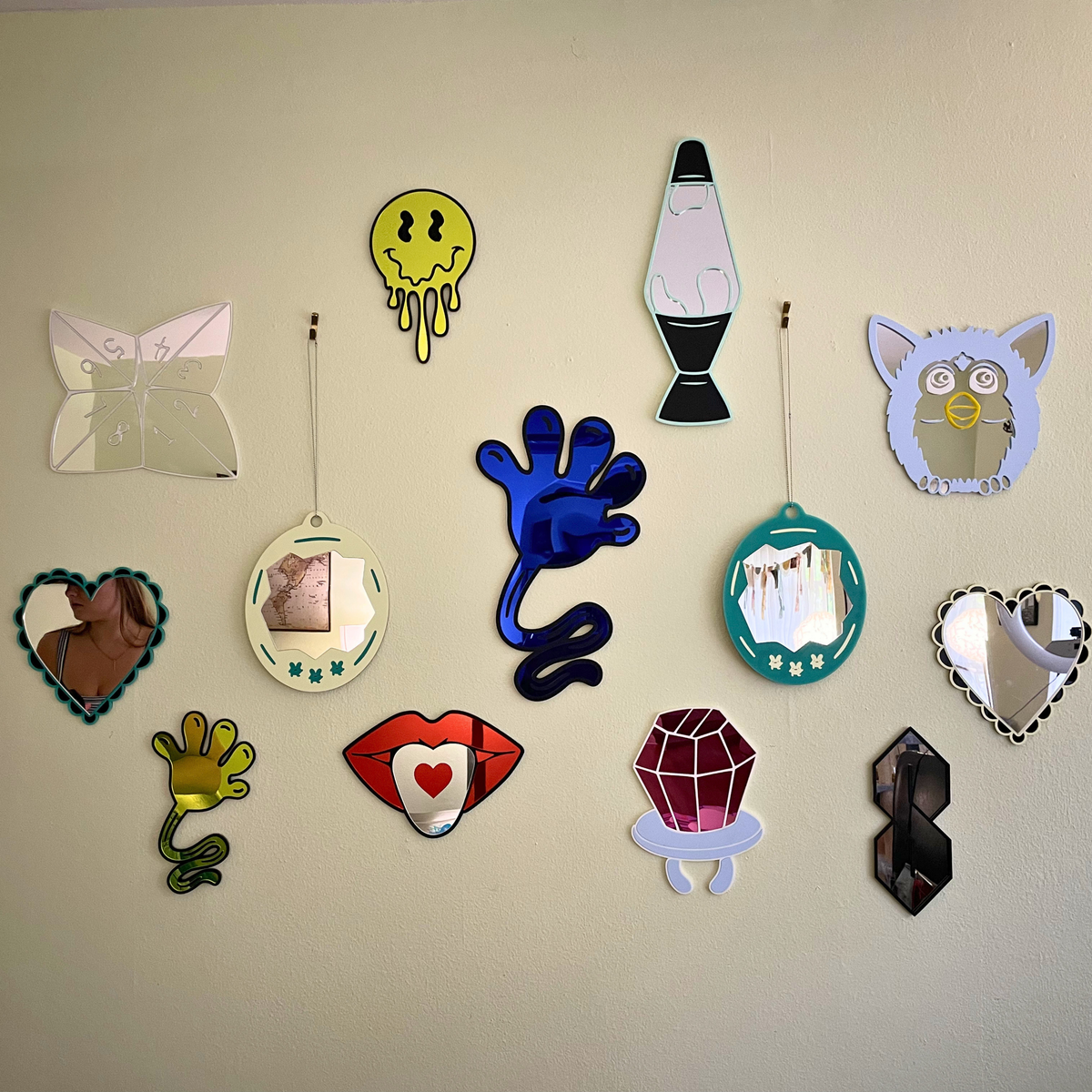 Blue Sticky Hand Mirror