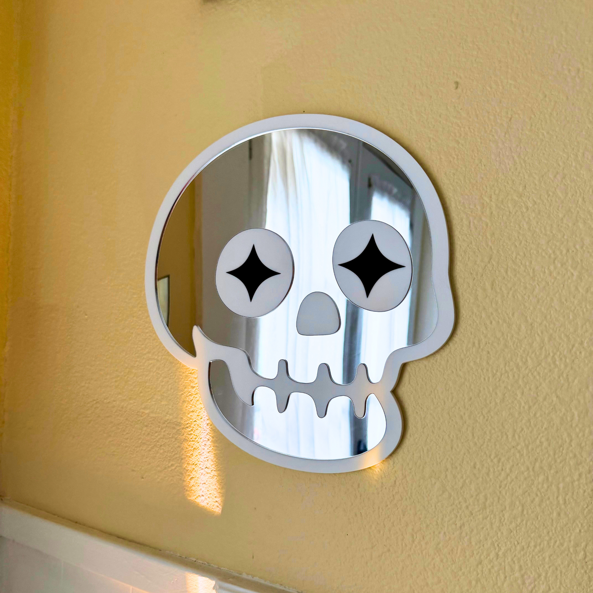 Star Eyed Skull -Mirror & White (11.5 x 11.5")