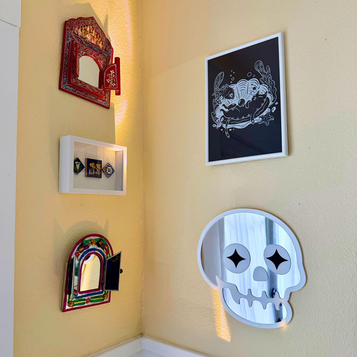Star Eyed Skull -Mirror & White (11.5 x 11.5")