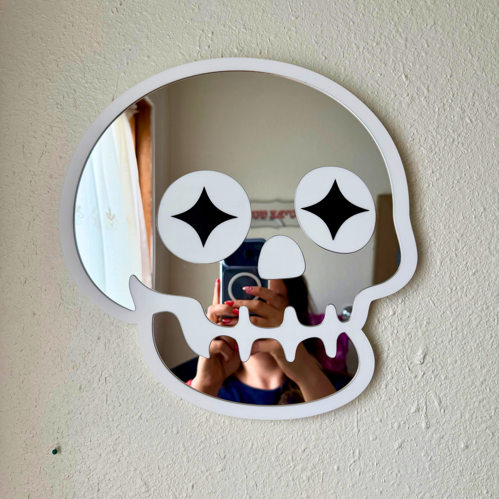 Star Eyed Skull -Mirror & White (11.5 x 11.5")