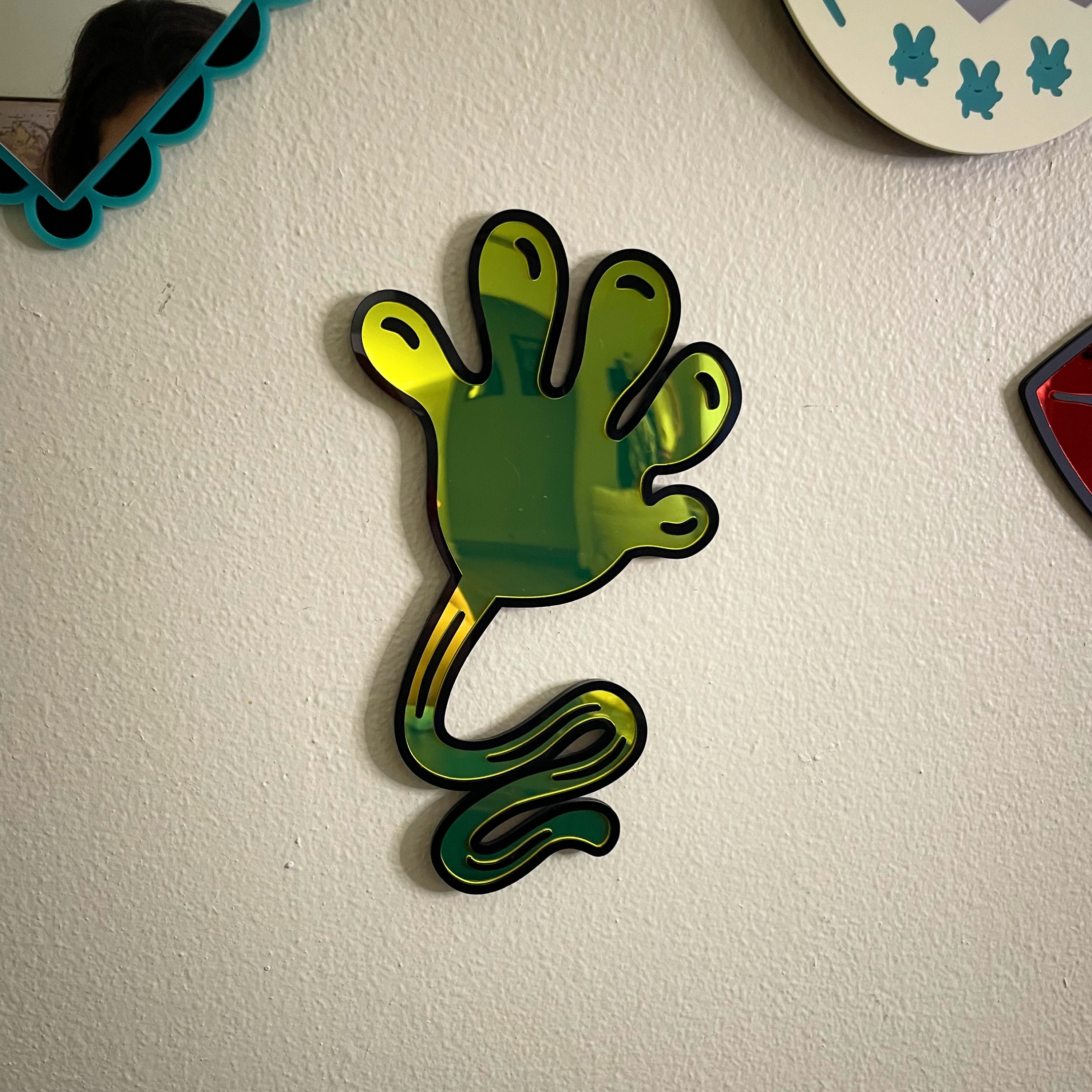 Neon Yellow Sticky Hand Mirror