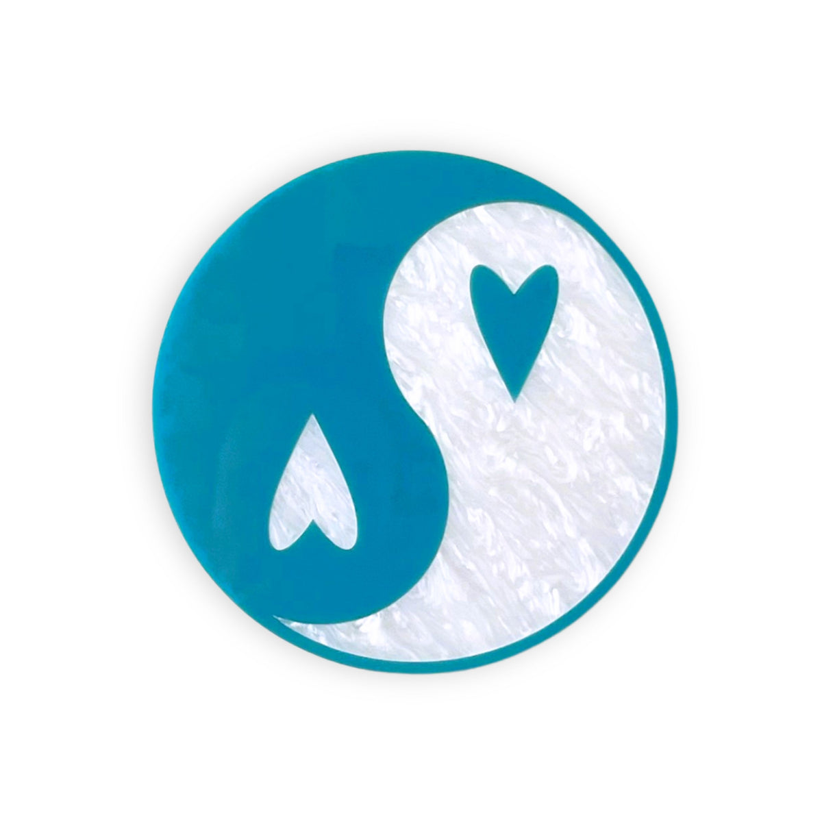 YingYang Wall Hanging - Teal & Pearl White Acrylic Gallery Wall Art Decor - by MirrorPop. Handmade acrylic art.