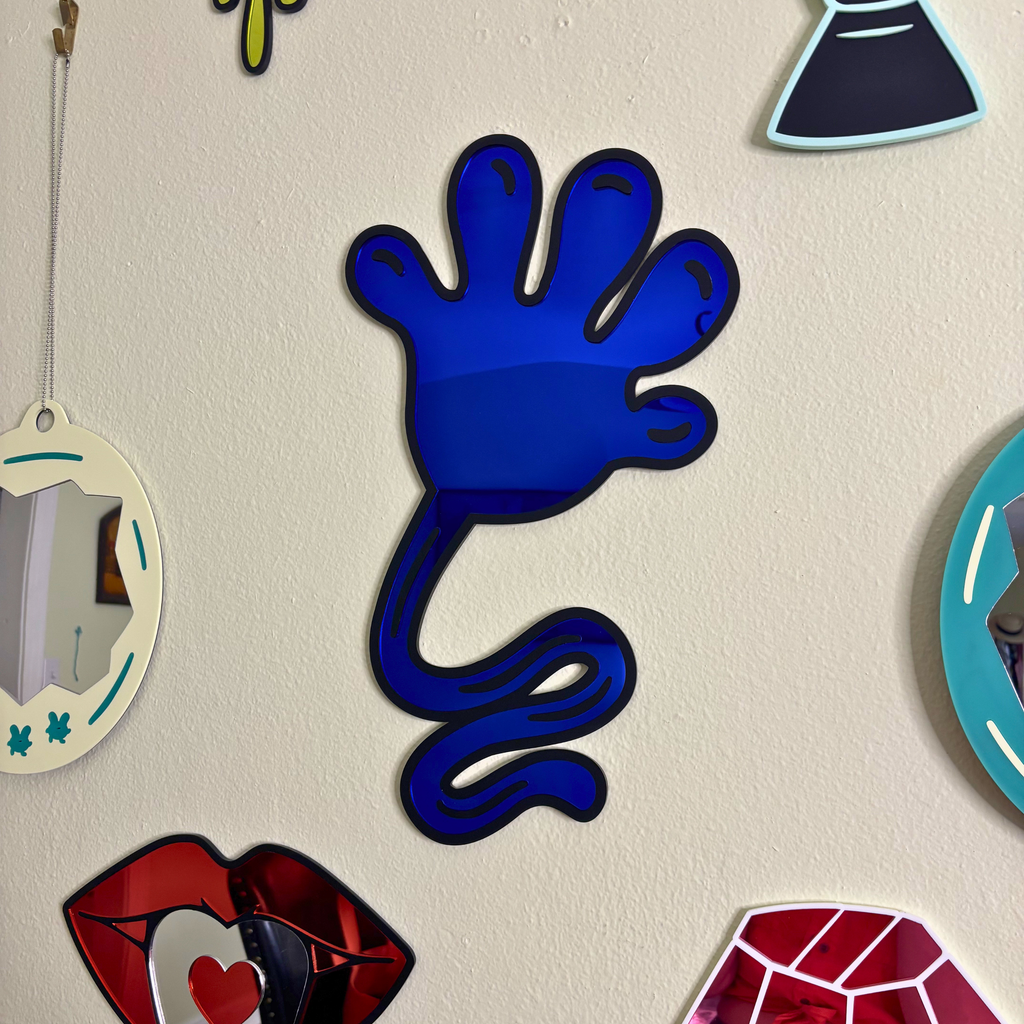Blue Sticky Hand Mirror