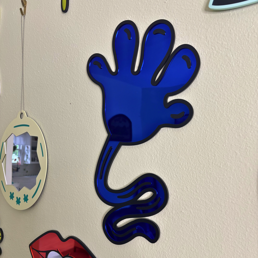 Blue Sticky Hand Mirror