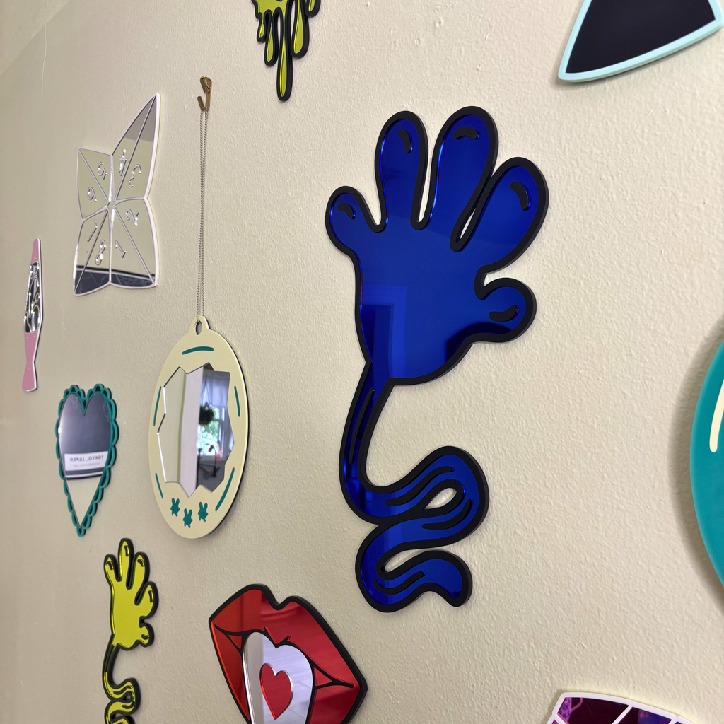 Blue Sticky Hand Mirror