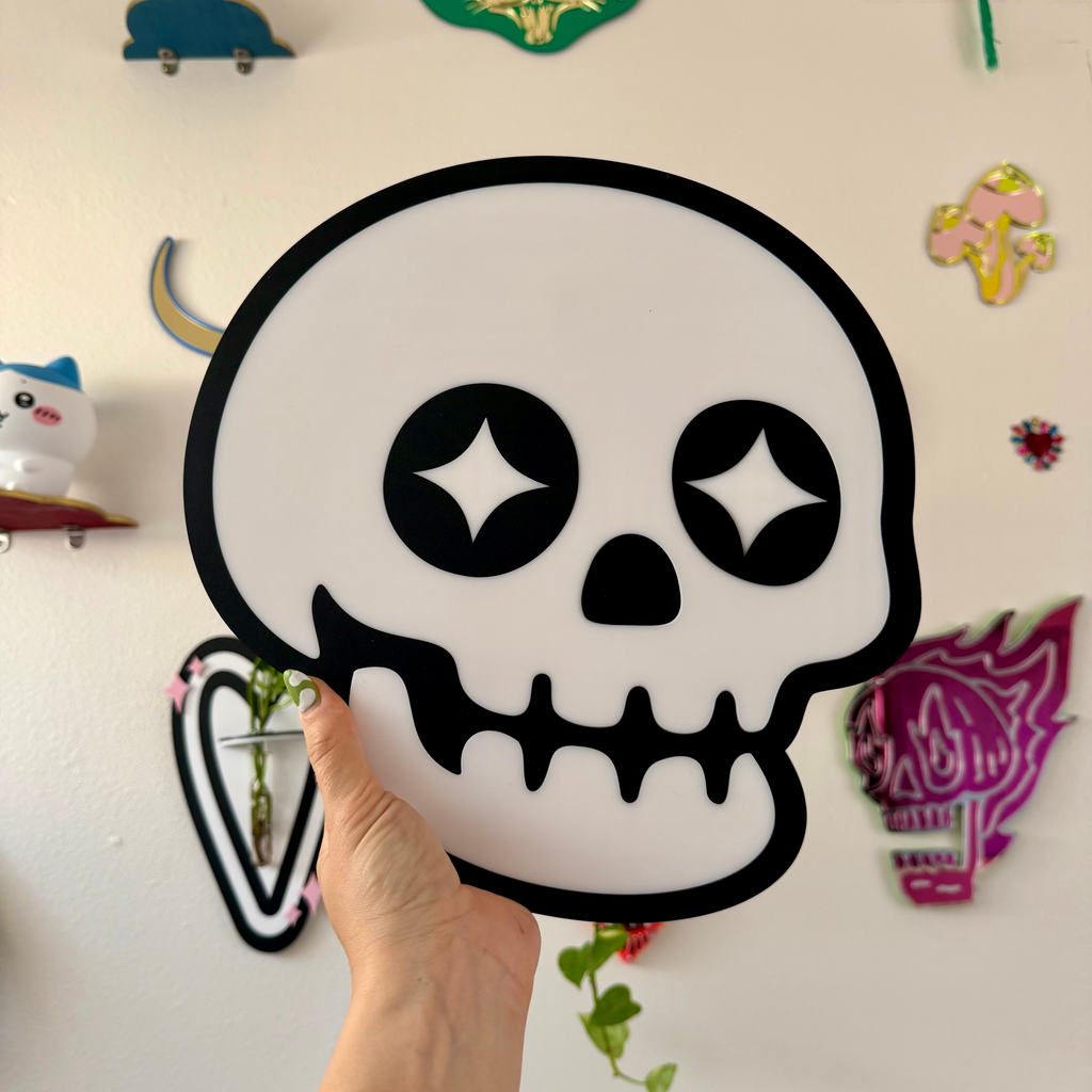 Star Eyed Skull -White & Black (11.5 x 11.5")