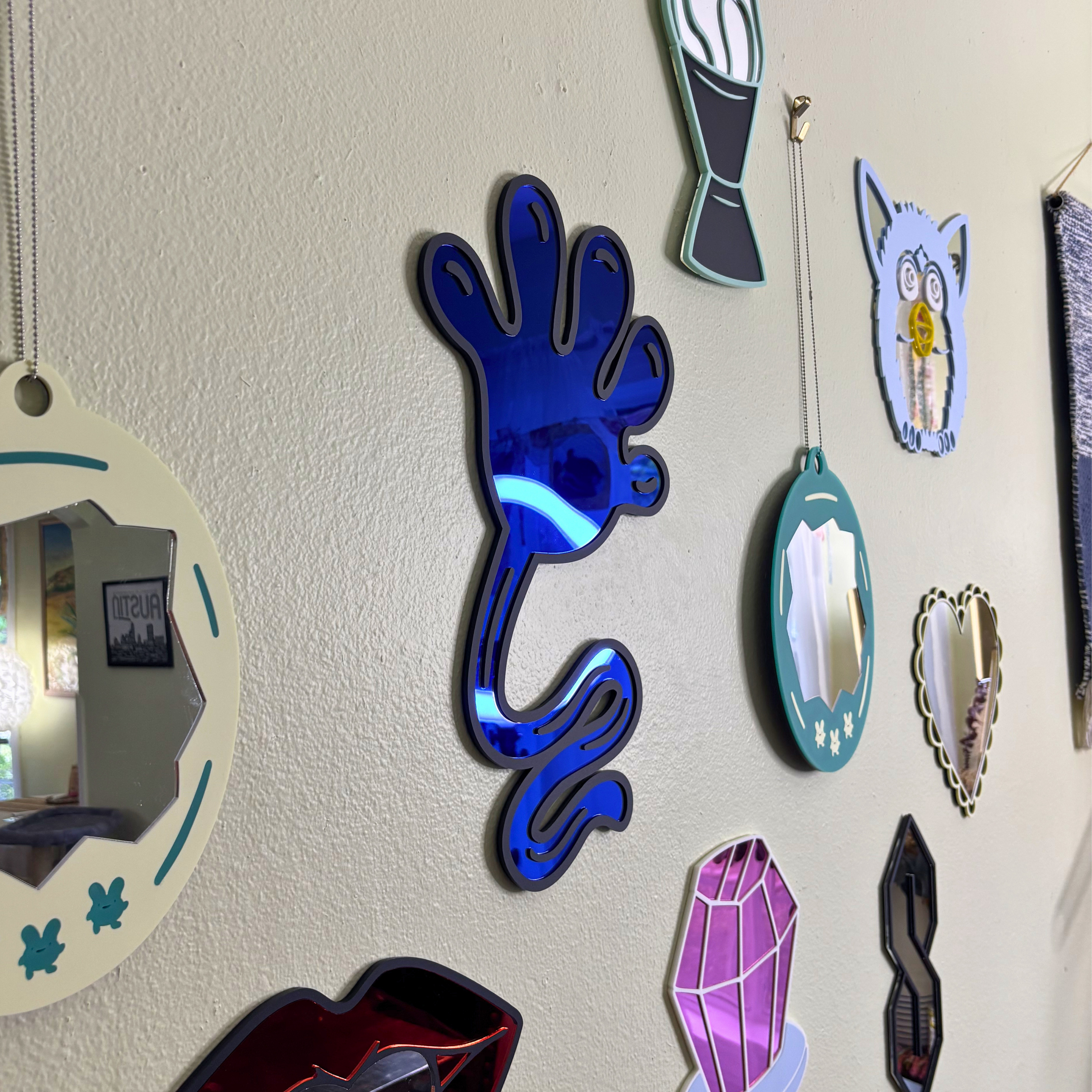 Blue Sticky Hand Mirror