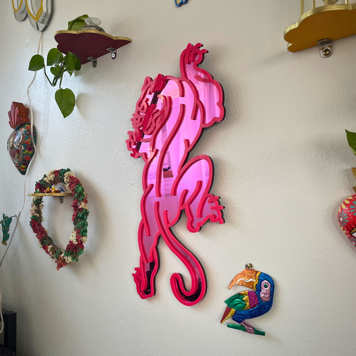 Pink Electric Panther Mirror