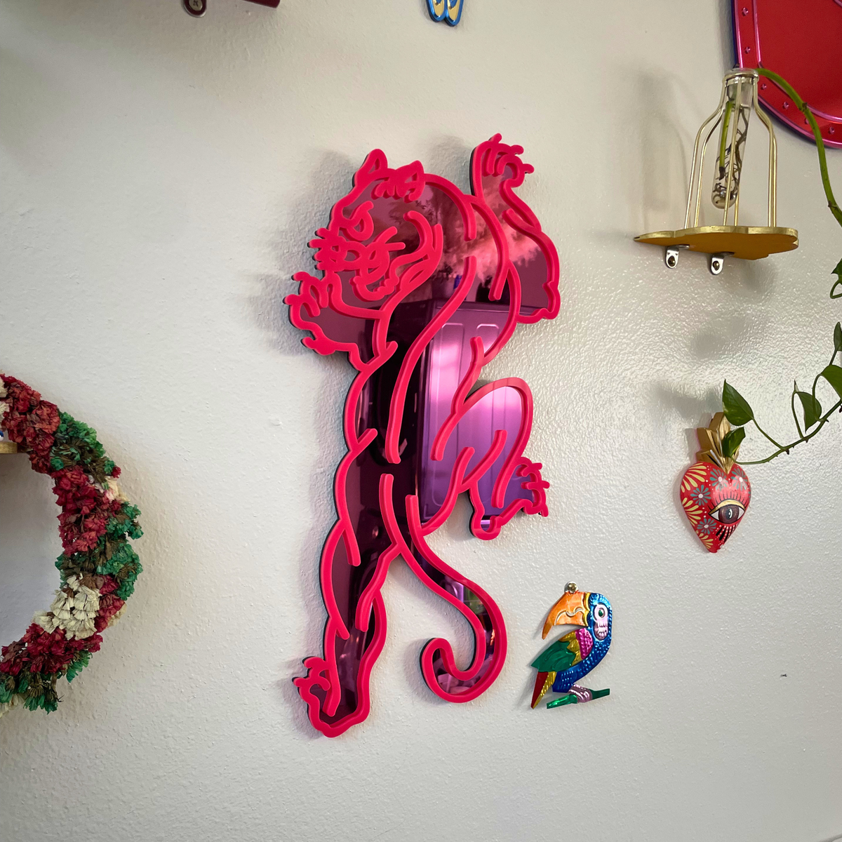 Pink Electric Panther Mirror