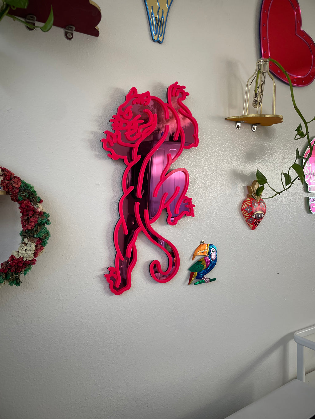 Pink Electric Panther Mirror