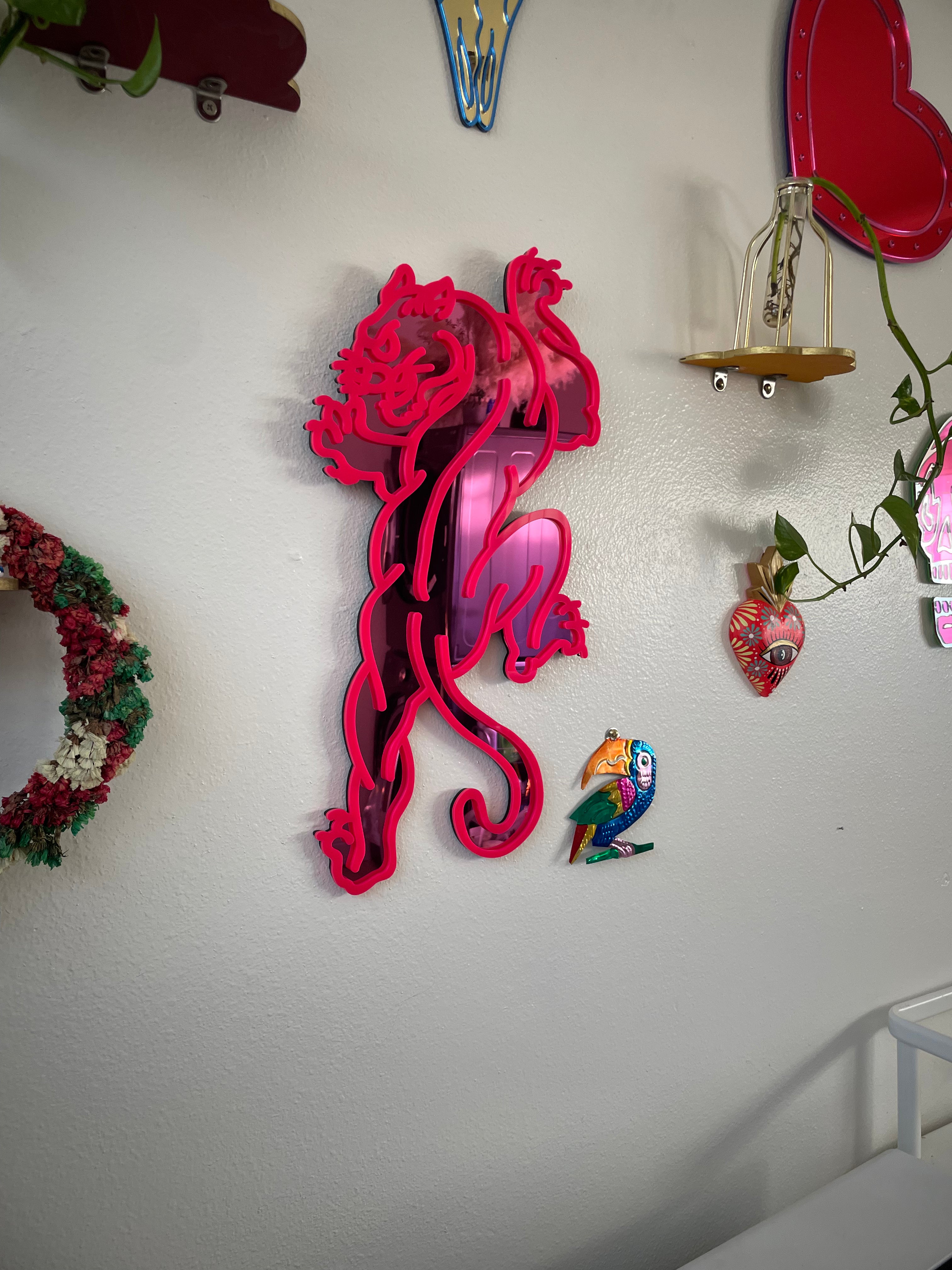 Pink Electric Panther Mirror
