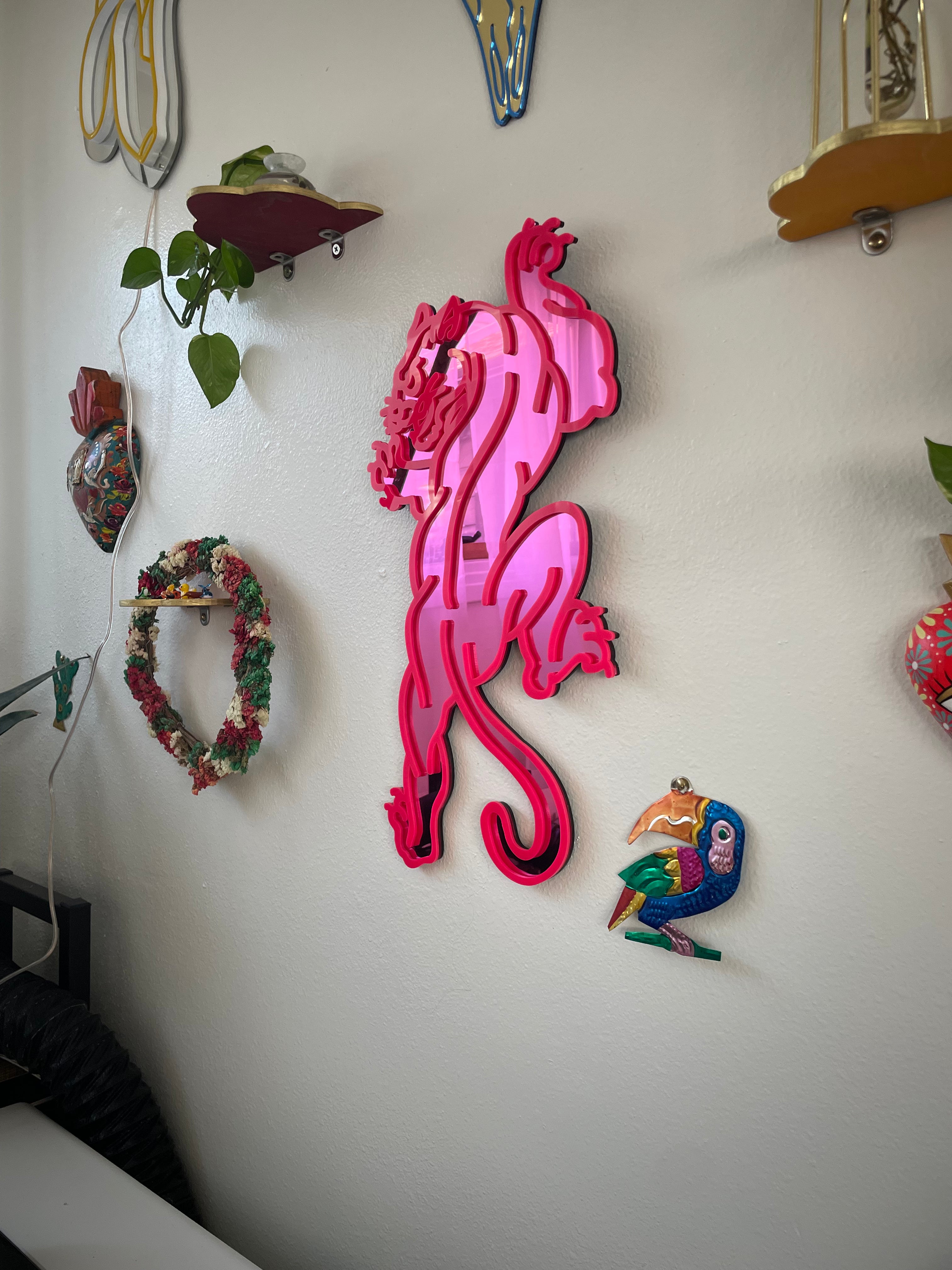 Pink Electric Panther Mirror