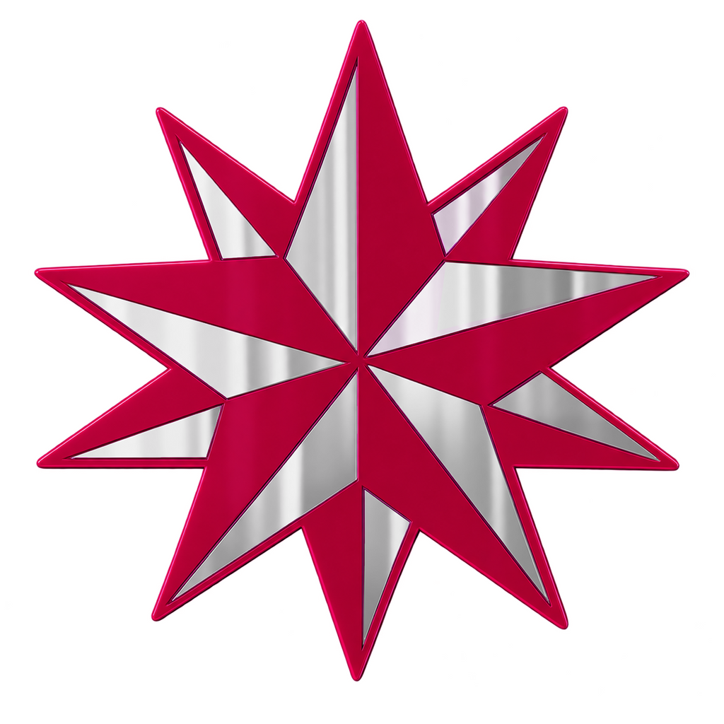 Pink Silver Trad Star Mirror (7.5 x 8 in)