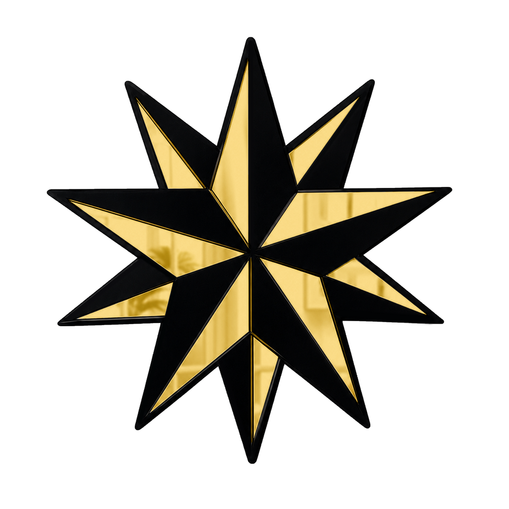 Black Gold Trad Star Mirror (7.5 x 8 in)
