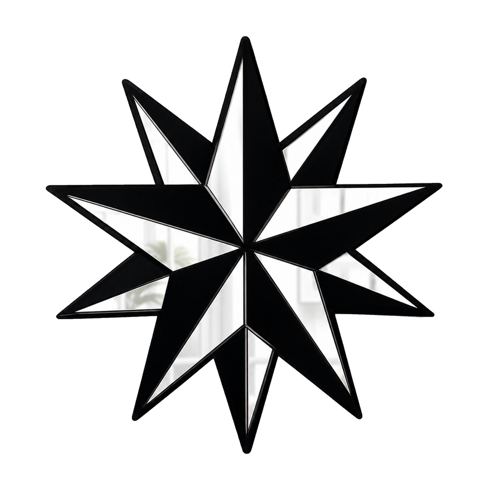 Black Silver Trad Star Mirror (7.5 x 8 in)