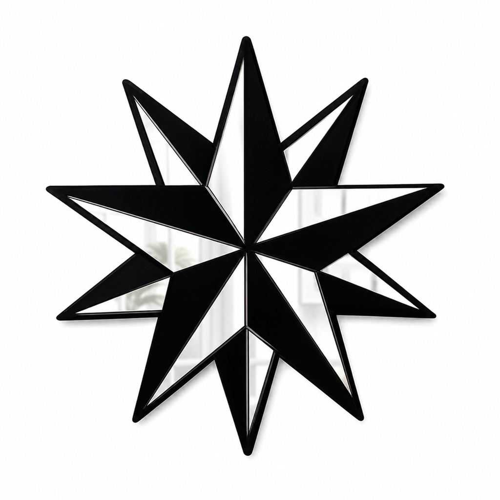 Black Silver Trad Star Mirror (7.5 x 8 in)
