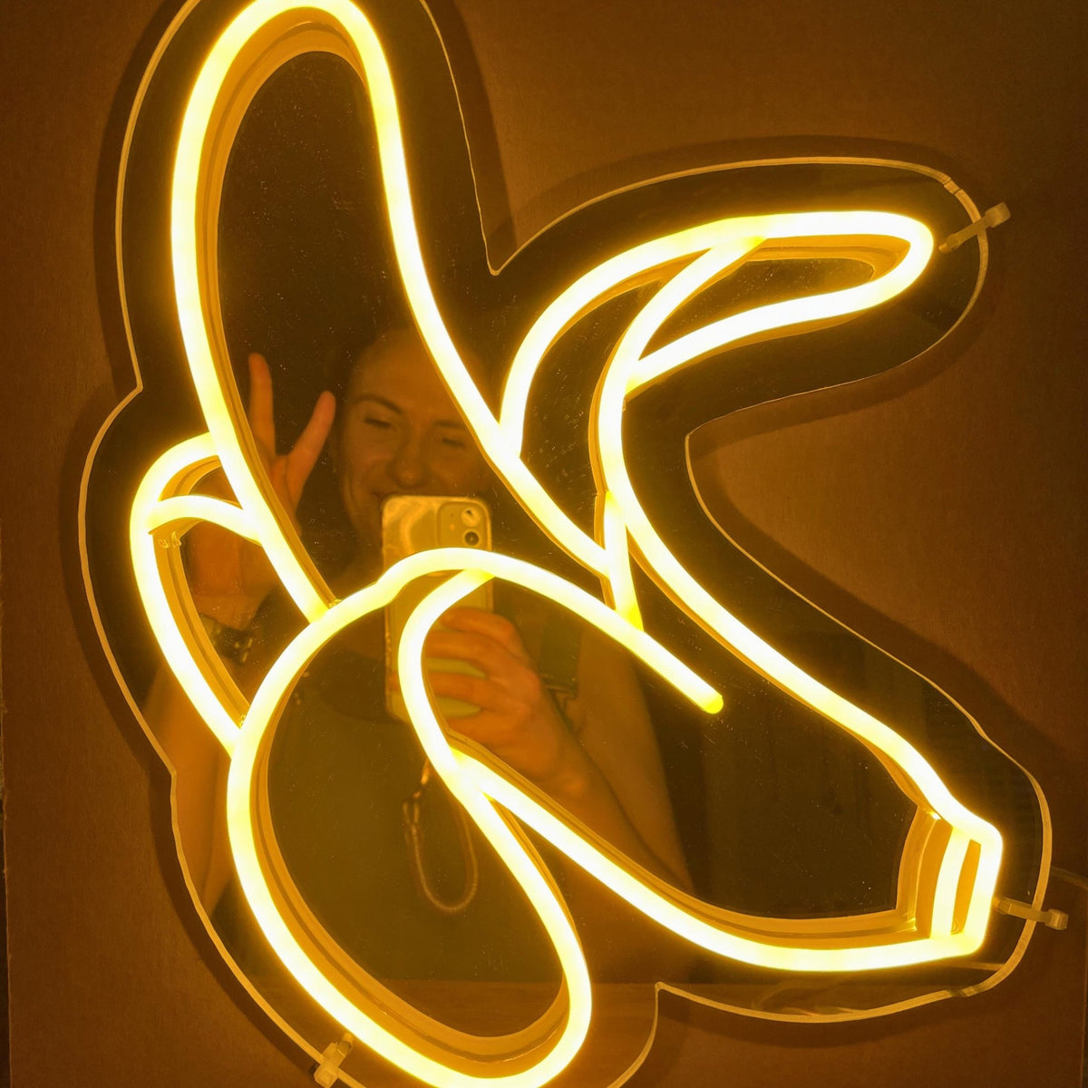 Banana Glow LED Neon Mirror - by MirrorPop. Handmade acrylic art.