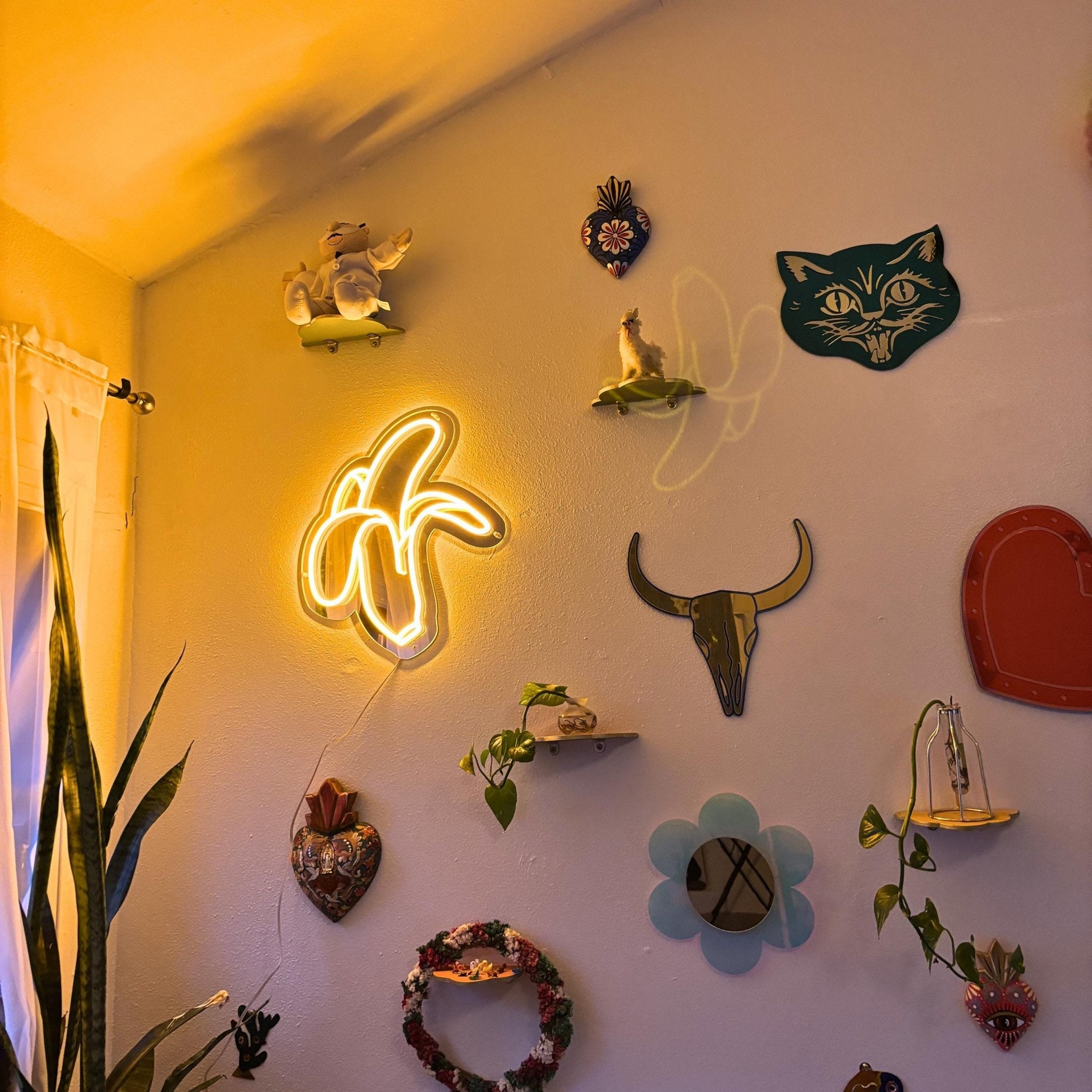 Banana Glow LED Neon Mirror - by MirrorPop. Handmade acrylic art.