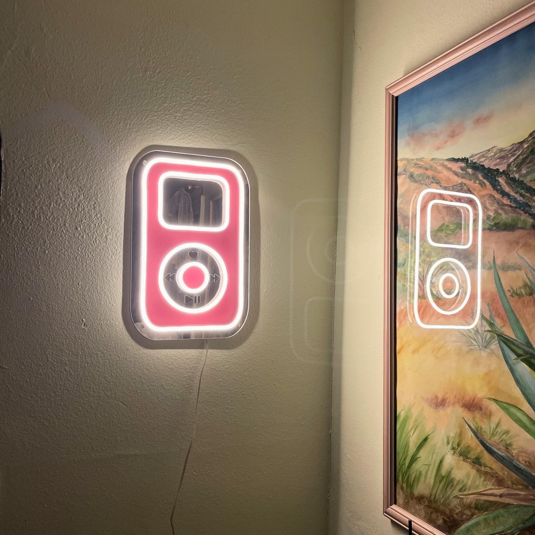 BubbleBeat MP3 Player LED Neon Mirror - by MirrorPop. Handmade acrylic art.