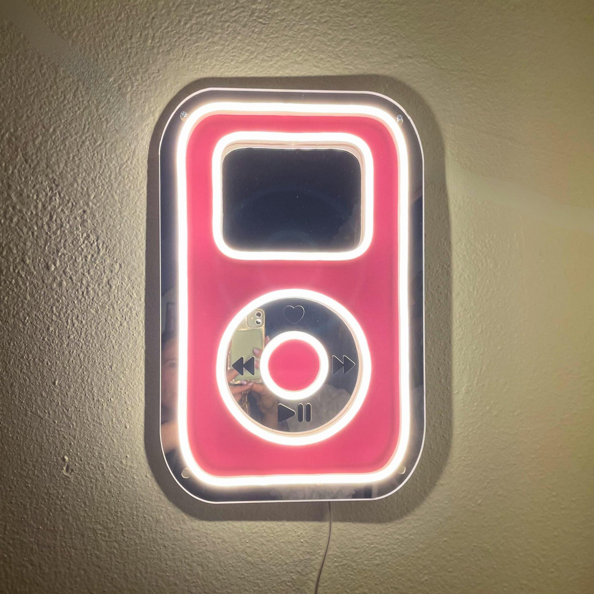 BubbleBeat MP3 Player LED Neon Mirror - by MirrorPop. Handmade acrylic art.