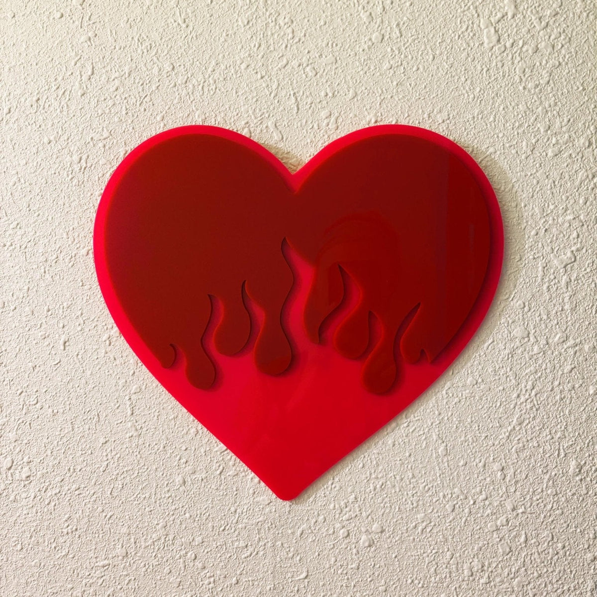BurningLove Mirror - Heart Flame Acrylic Mirror, Funky Pop Art Wall Decor, Handmade - by MirrorPop. Handmade acrylic art.