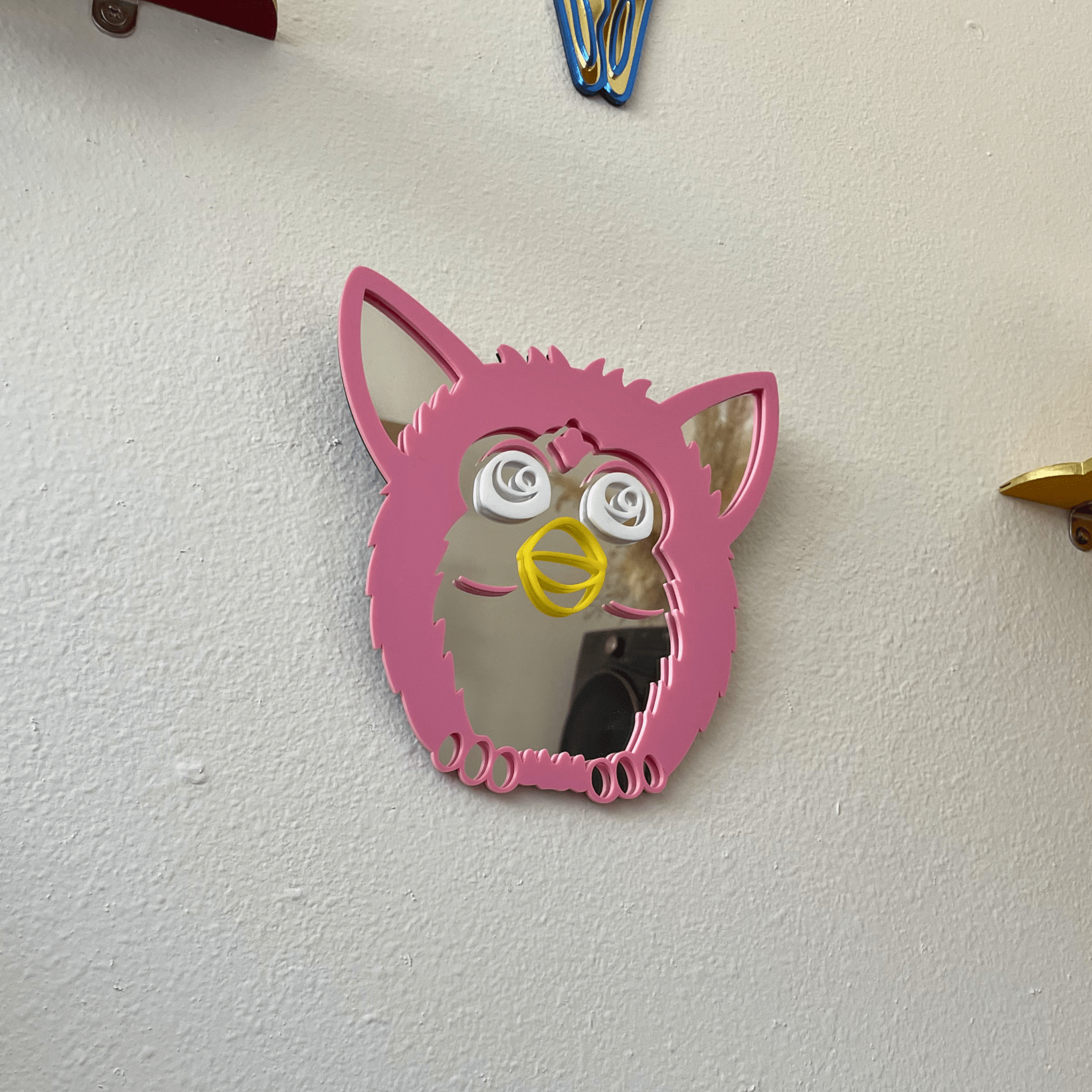 Candy Fuzz Y2K Mirror - by MirrorPop. Handmade acrylic art.