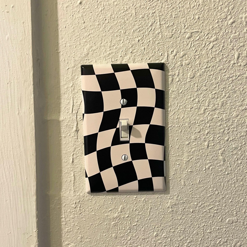Checkerboard Light Switch Cover - by MirrorPop. Handmade acrylic art.