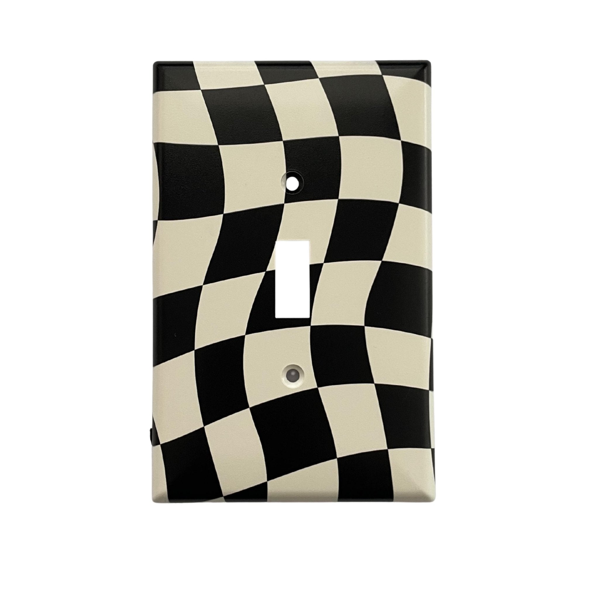 Checkerboard Light Switch Cover - by MirrorPop. Handmade acrylic art.
