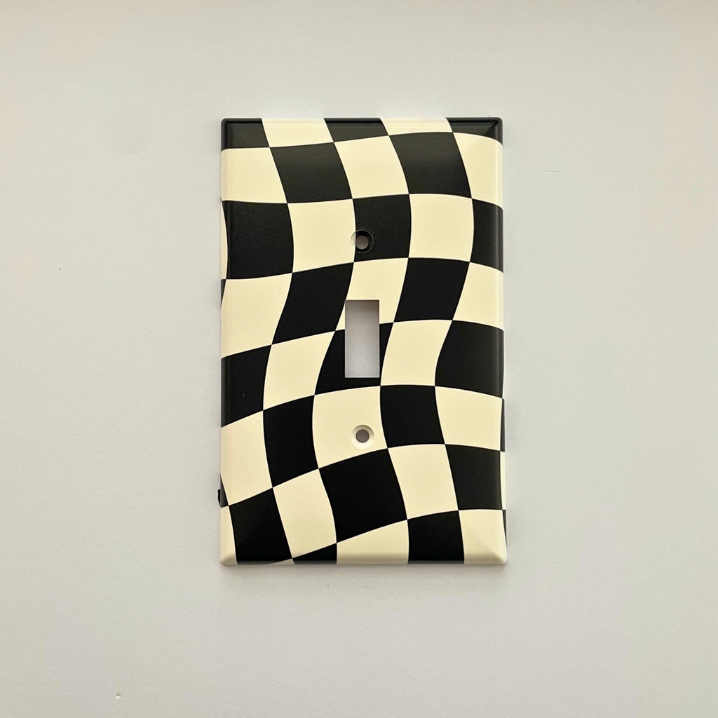 Checkerboard Light Switch Cover - by MirrorPop. Handmade acrylic art.
