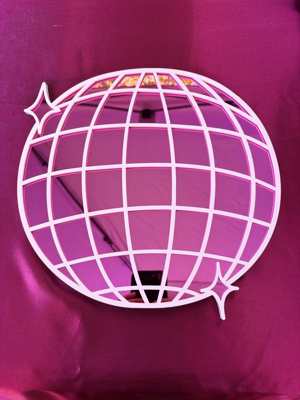 DiscoPop Mirror: Mirrorball Disco Ball Blue Pink Acrylic Wall Hanging - by MirrorPop. Handmade acrylic art.