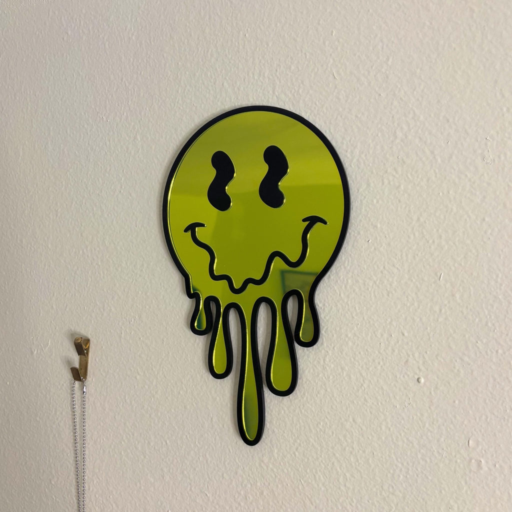 Drip Smiley Mirror - by MirrorPop. Handmade acrylic art.