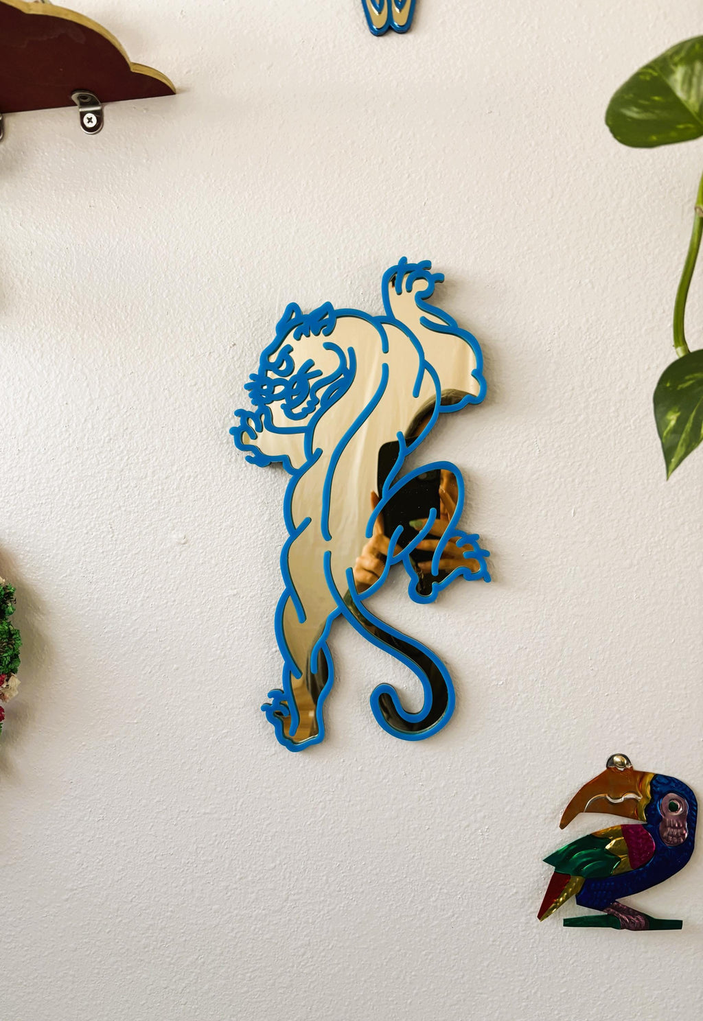 Blue & Gold Electric Panther Mirror