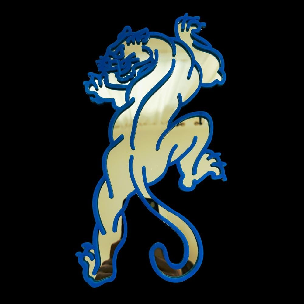 Blue & Gold Electric Panther Mirror