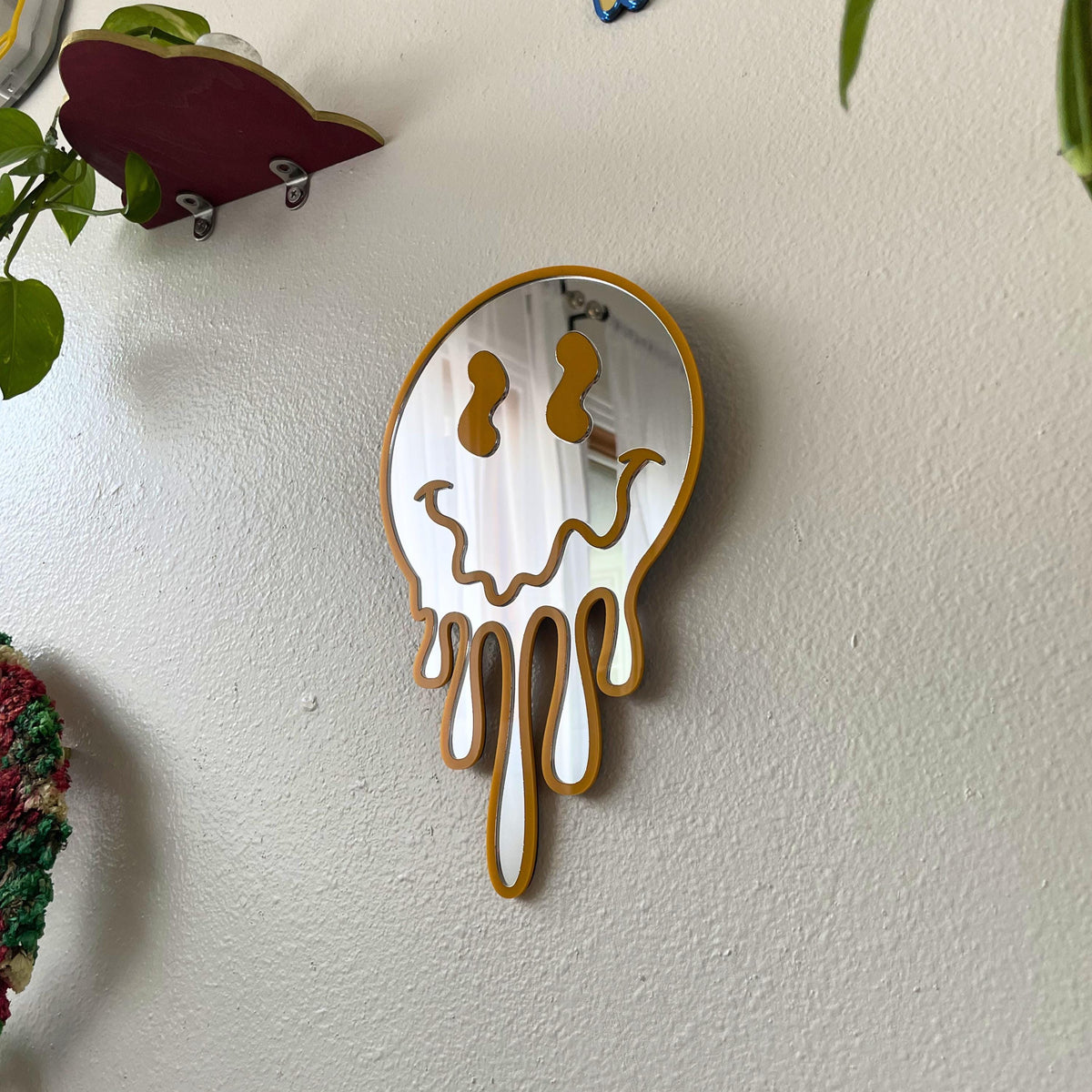 Silver Drip Smiley Mirror