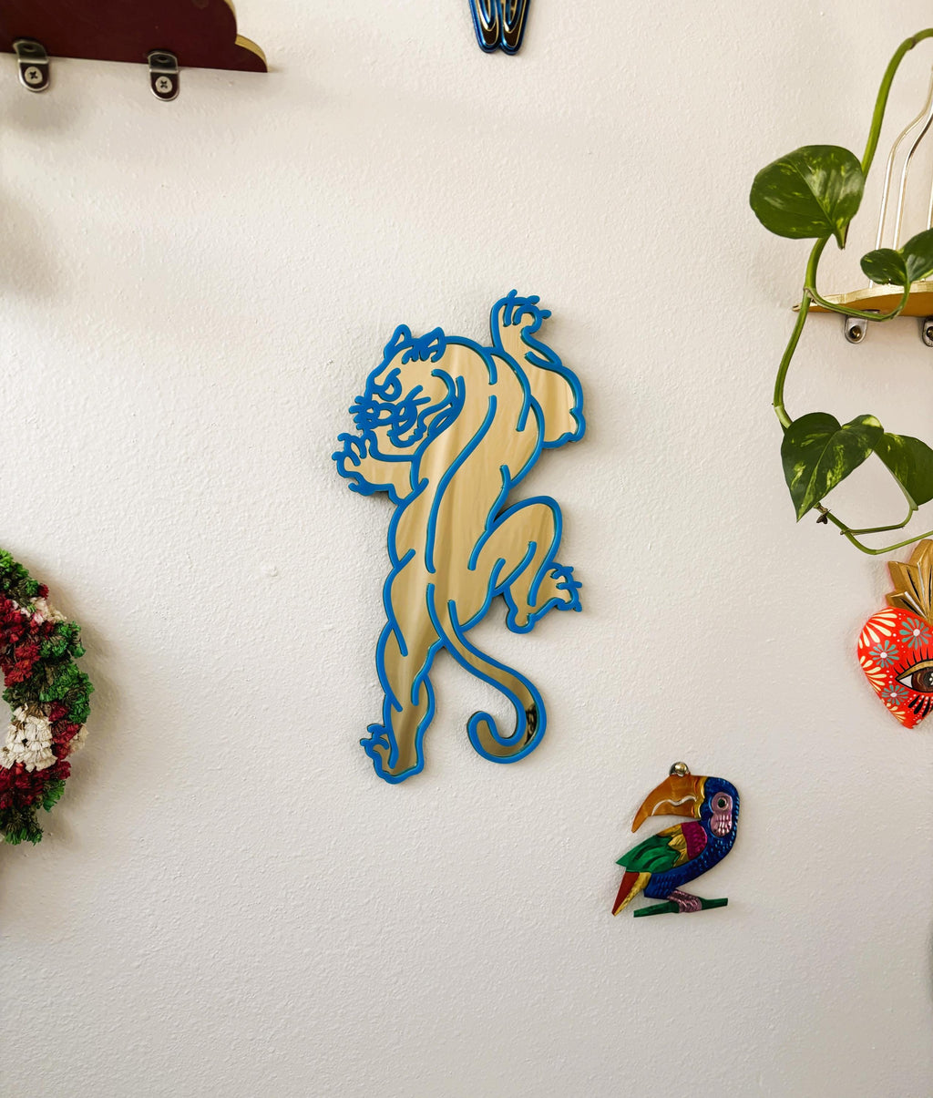 Blue & Gold Electric Panther Mirror