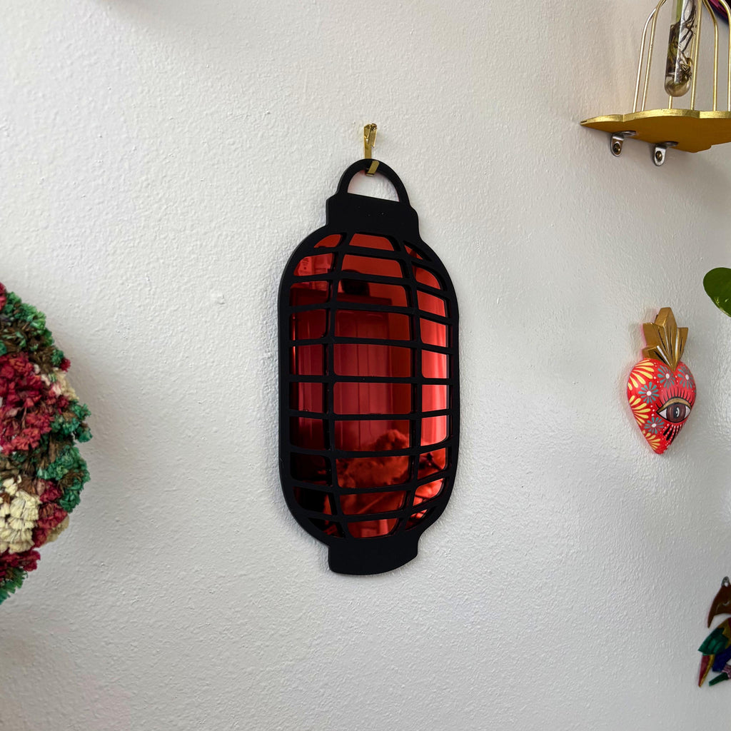 Red Lantern Statement Wall Hanging Mirror (6.7 x 12.3 in)
