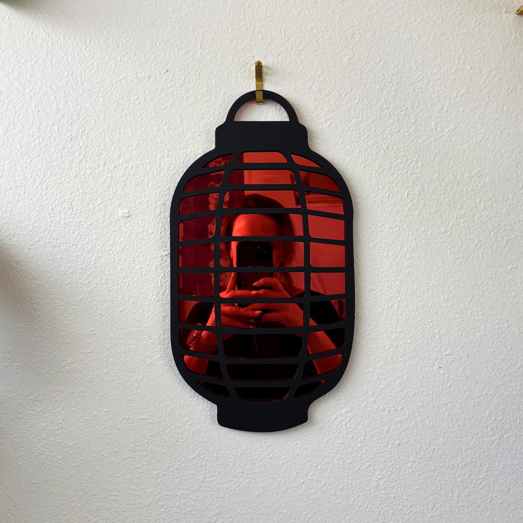 Red Lantern Statement Wall Hanging Mirror (6.7 x 12.3 in)