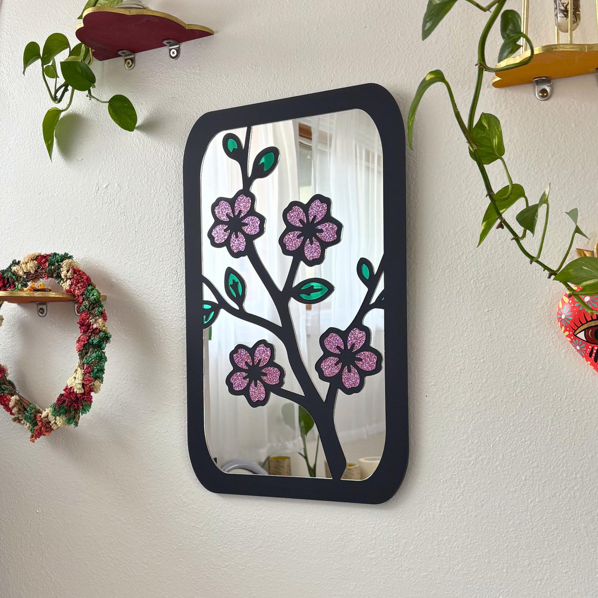 Cherry Blossom Hero Wall Hanging Mirror (11.5 x 18.25 in)