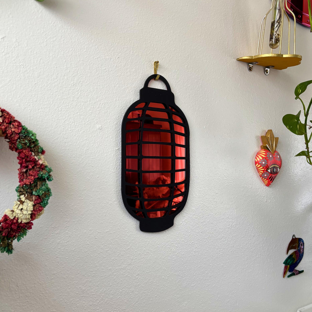Red Lantern Statement Wall Hanging Mirror (6.7 x 12.3 in)