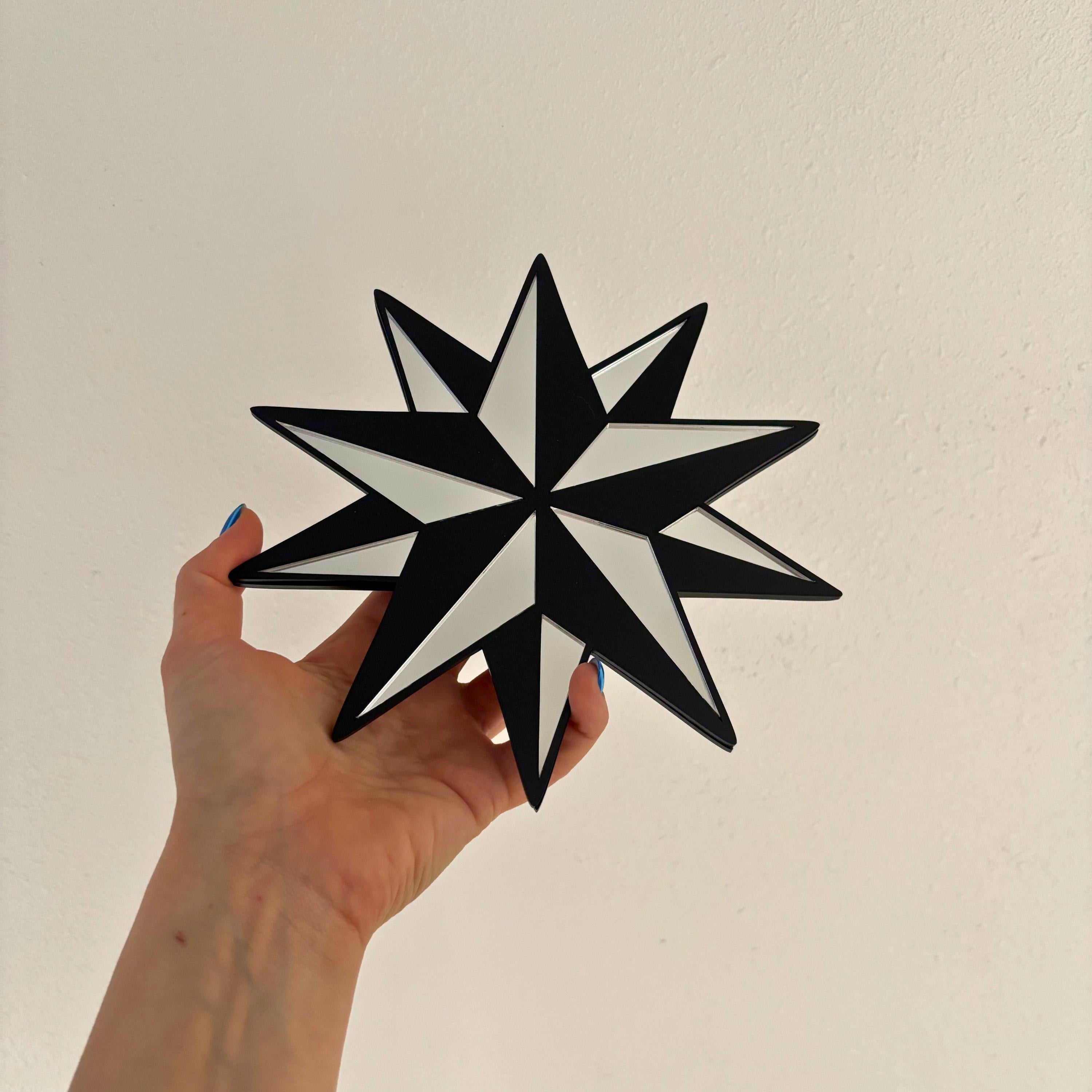 Black Mirror Star Mini Wall Decor | Traditional Tattoo Inspired Acrylic Art (Gold, Silver, Pink)