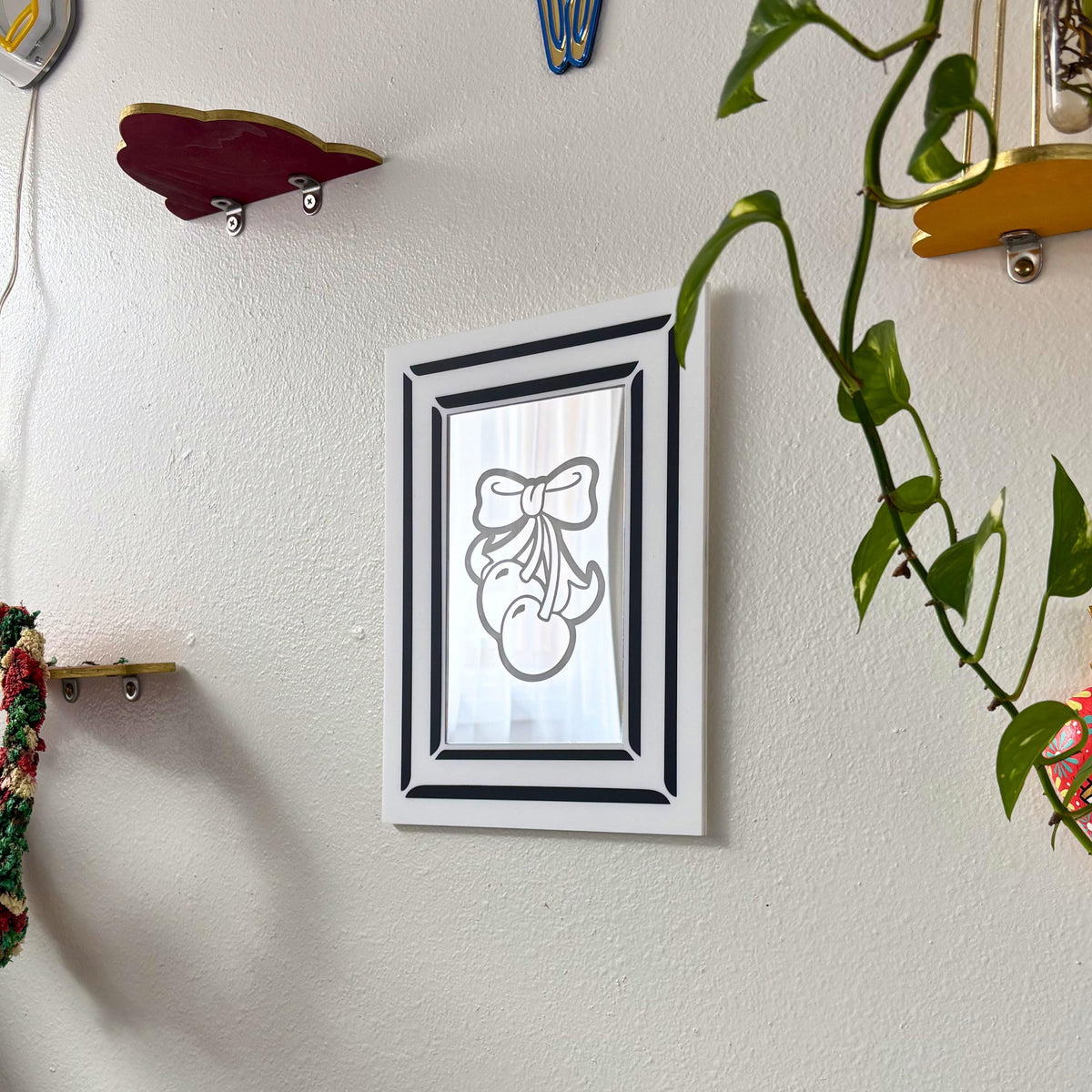 Cherry Bow Engraved Mirror