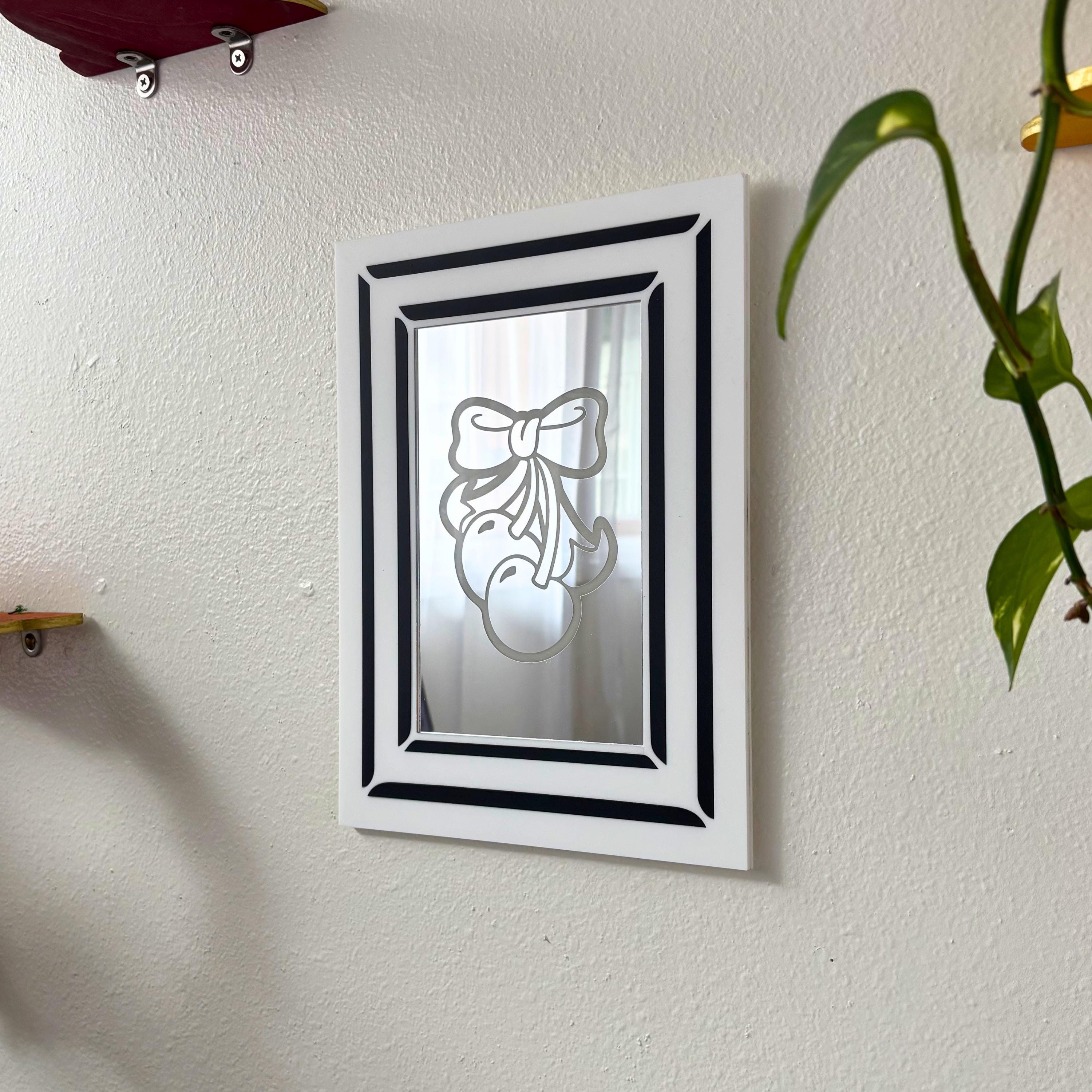 Cherry Bow Engraved Mirror