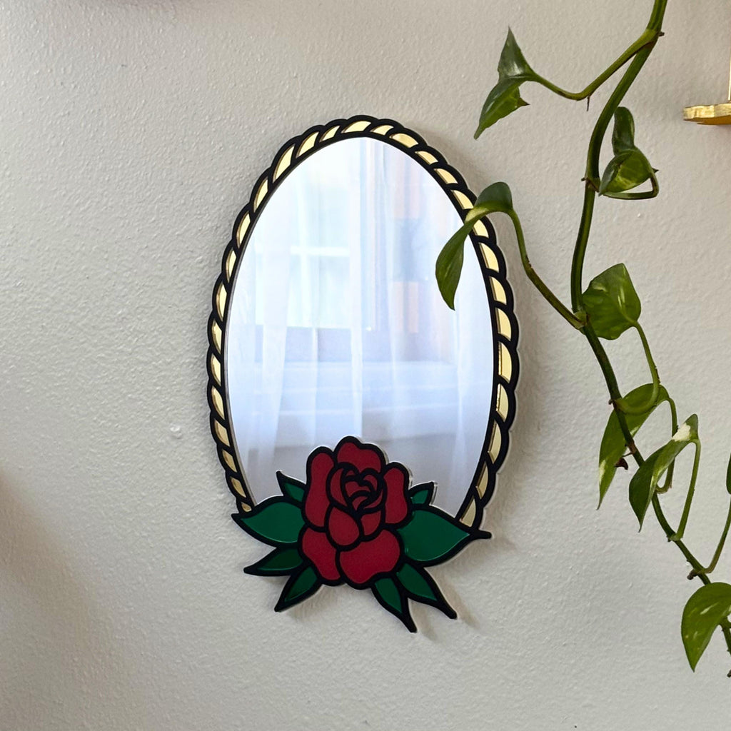 Traditional Tattoo Rose Statement Mirror