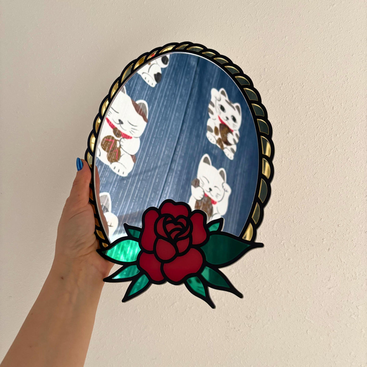 Traditional Tattoo Rose Statement Mirror
