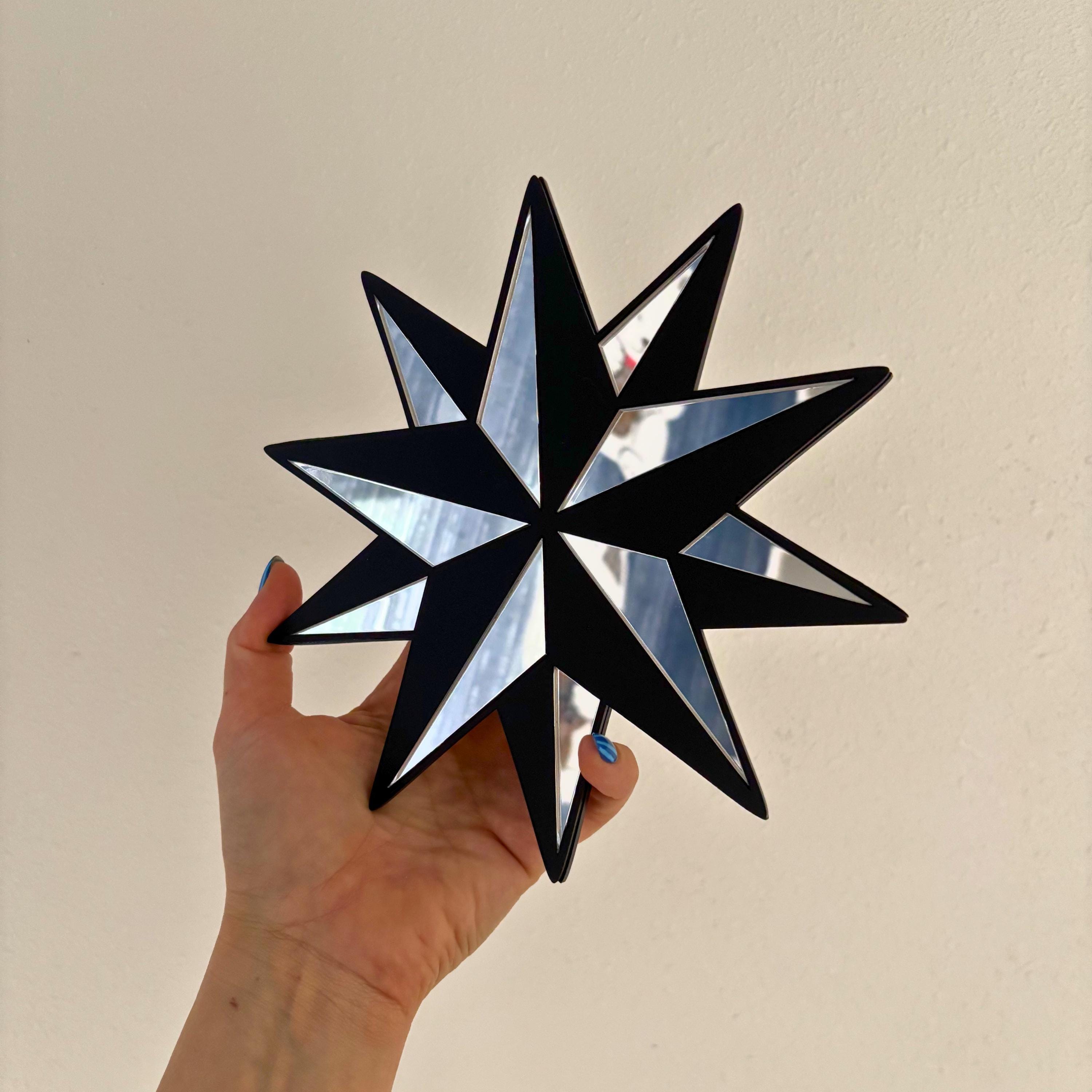 Black Mirror Star Mini Wall Decor | Traditional Tattoo Inspired Acrylic Art (Gold, Silver, Pink)