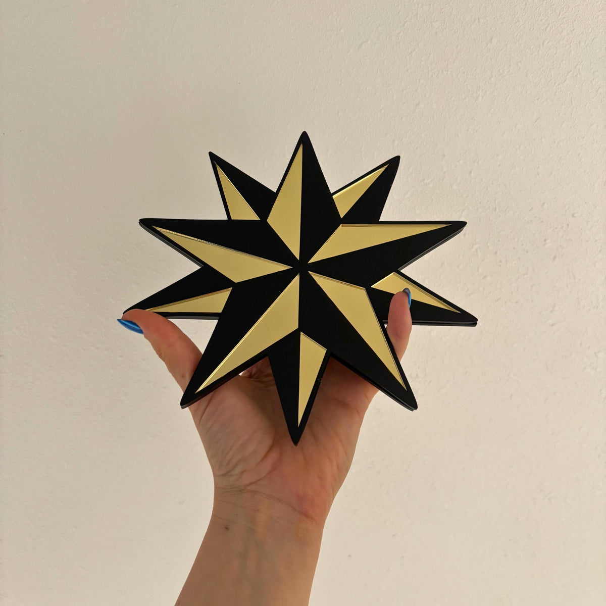 Black Mirror Star Mini Wall Decor | Traditional Tattoo Inspired Acrylic Art (Gold, Silver, Pink)
