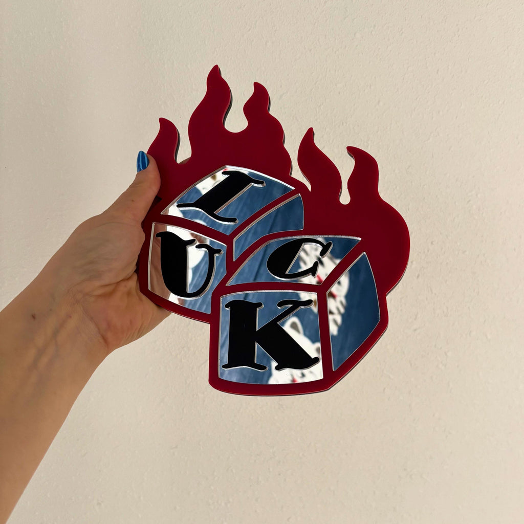 Flaming Lucky Dice Mirror Mini