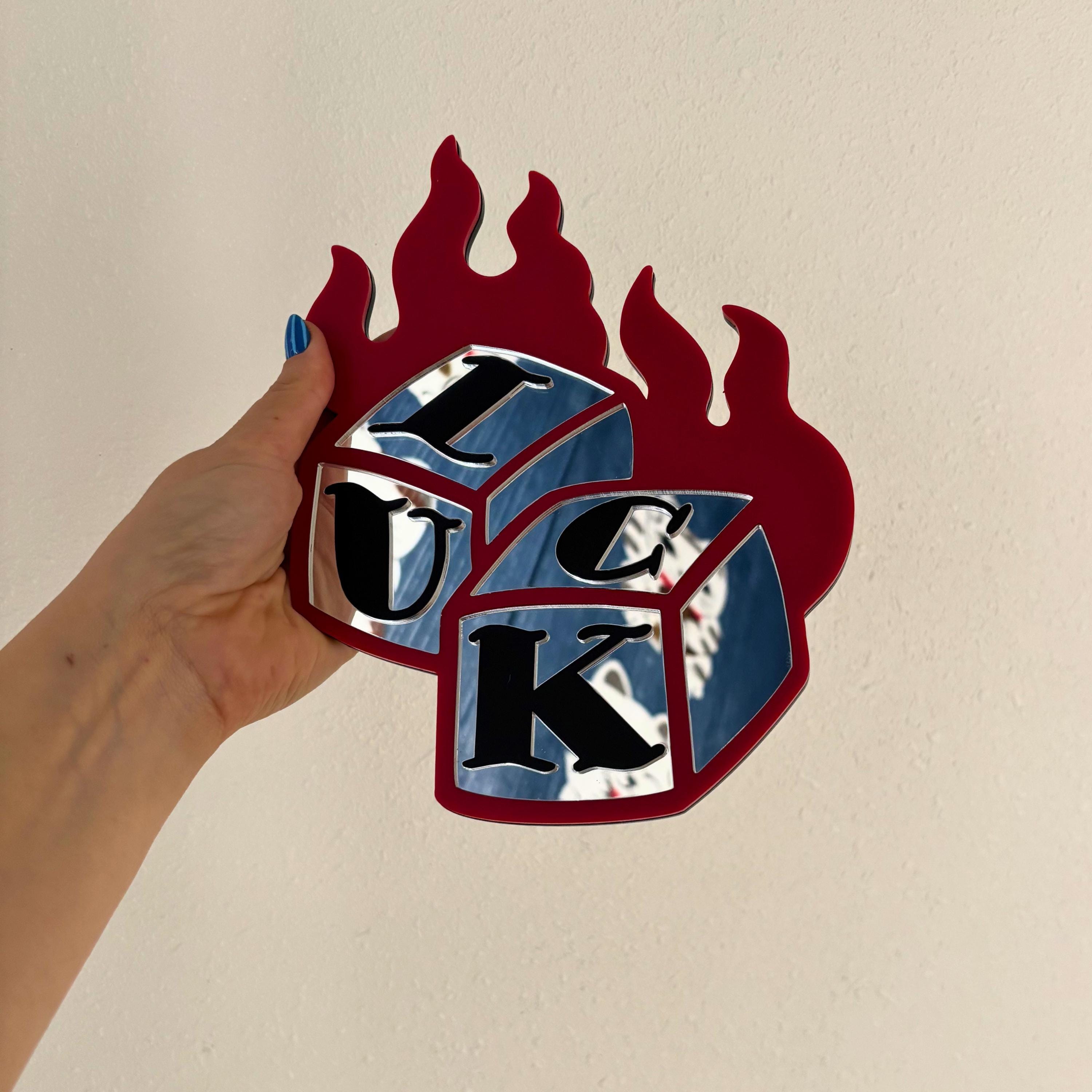 Flaming Lucky Dice Mirror Mini